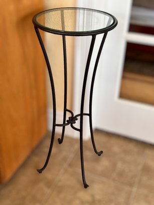 Wrought Iron And Glass Top Plant Stand
