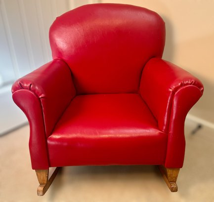 Red Leather Miniature Childrens Rocker