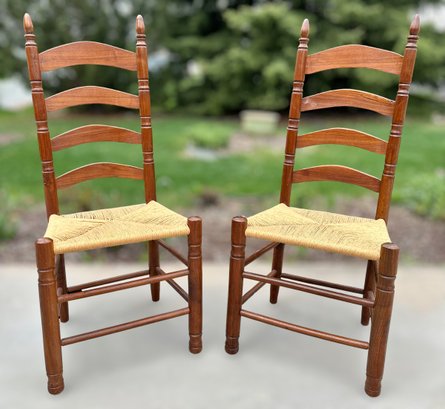 Antique Ladder Back Chairs - Set Of 2