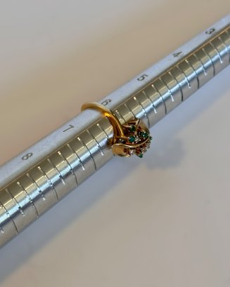 Beautiful Vintage Emerald And Diamond 14k Gold Ring