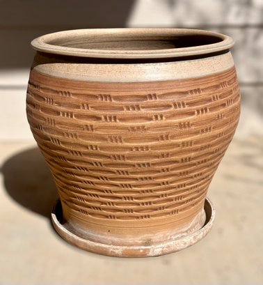 Large Terracotta Textured Ceramic Pot
