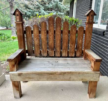 Custom Hand Made Bench W/ Birdhouse Style Features