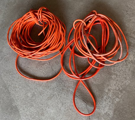 Set Of Heavy Duty Orange Extension Cords- Lot Of 2