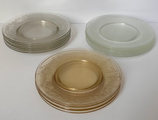 Exquisite Decorative Cut Glass Dinner Plates - Lot Of 18