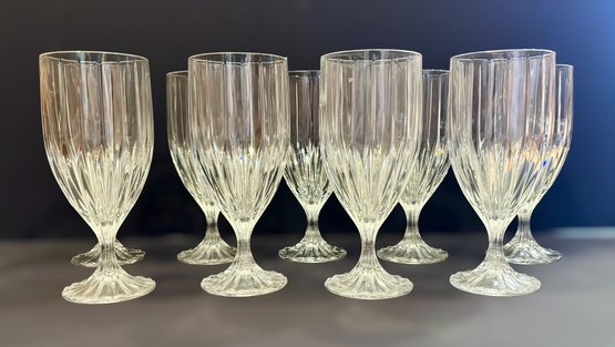 Beautiful Set Of Clear Mikasa Crystal Drinking Glasses - Lot Of 9