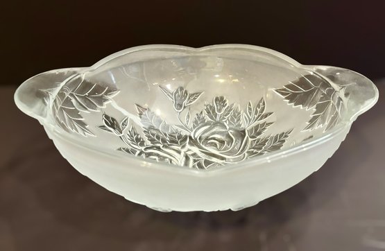 Amazing Frosted Glass Rose Serving Dish