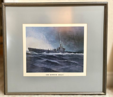 Remarkable Framed Print Of USS BOWFIN (SS287) Submarine By Tom Freeman