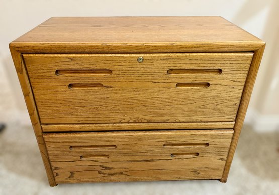 Remarkable Oak Two Door Lateral Filing Cabinet