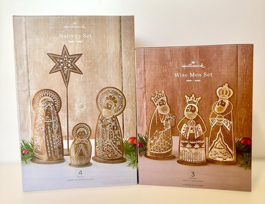 Amazing Hallmark Metal Nativity & Wise Men Sets -lot Of 2