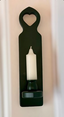 Darling Deep Forest Green Wood Heart Candle Holder