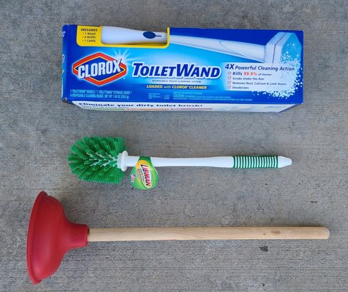 Clorox Toilet Wand With Refills, Toilet Scub Brush And Plunger