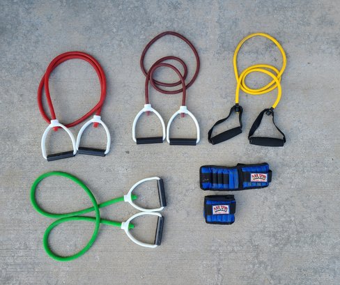 Assortment Of Fitness Resistance Bands And Weights - Lots Of  5