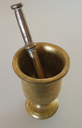 Antique Brass Mortar And Pestle