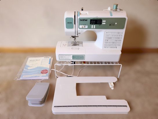 Green And White Brother Sewing Machine With Foot Pedal And Detachable Piece