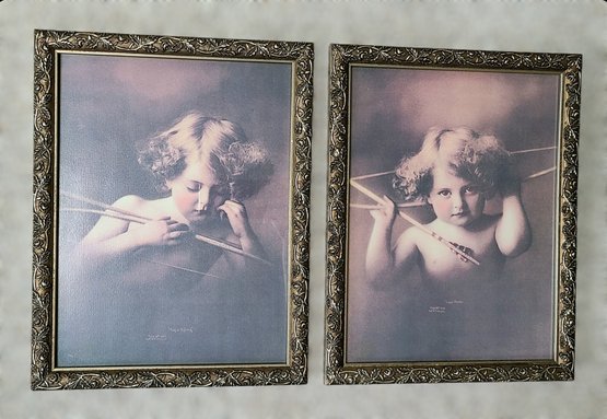 Two Framed Replicas Of 1897 Cupid Portraits By M. B. Parkinson: 'cupid Asleep' & 'cupid Awake'