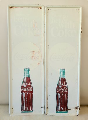 Amazing Vintage 1960s Coca-Cola Tin Advertising Posters - Lot Of 2