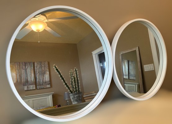 Kate And Laurel Round Wood Mirrors- Lot Of 2