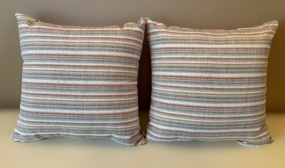 Lovely Textured Stripped Throw Pillows - Lot Of 2