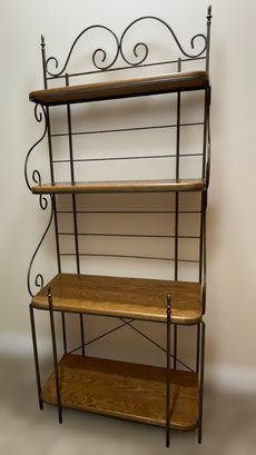 Beautiful Farmhouse Style Wrought Iron And Wood Bakers Rack