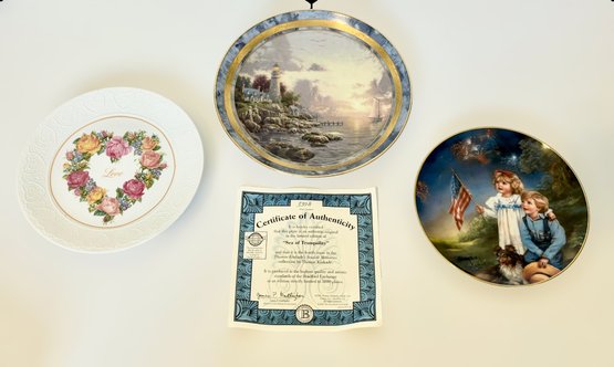 Authentic Sea Of Tranquility Thomas Kinkade Decorative Plate  With Two Wonderful Decorive Plates