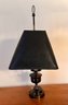 Unique Black Textured Lampshade And Bronzed Table Lamp