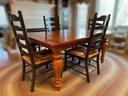 Beautiful Walnut Kitchen Table W/ 4 Chairs & Extension Leaves