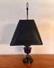 Unique Black Textured Lampshade And Bronzed Table Lamp