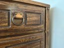 Beautiful Rustic Oak Dresser W/ Leather And Metal Handles