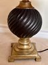 Stunning Texturized Sphere Lamp Base With Abstract Tan Lamp Shade