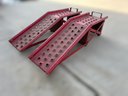 Set Of Red Steel Vehicle Ramps