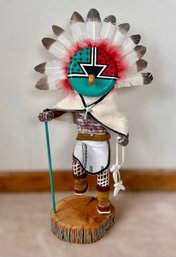 Unique Colorful Handcrafted Chief Kachina Statue Signed By Artist