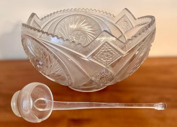 Exquisite Large Glass Bowl W/ Glass Ladle