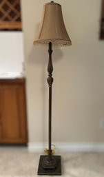 Beautiful Bronzed Floor Lamp W/ Embellished Beaded Lampshade