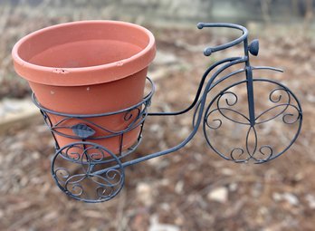 Wrought Iron Tricycle Lawn Decor Planter