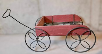 Rustic Red Wood And Iron Wagon