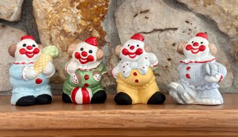 Adorable Vintage Ceramic Clowns - Set Of 4