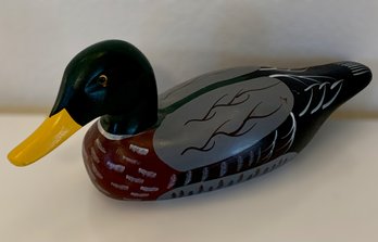 Vintage Hand Painted Wood Mallard