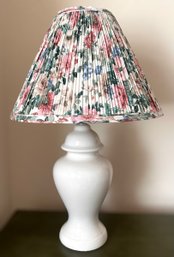 Gorgeous White Ceramic Table Lamp W/ Floral Lampshade