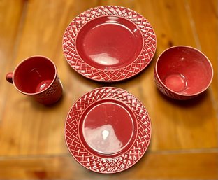 Maroon Perennial Colours By Nancy Calhoun Set Of Dish Ware - 4 Items Total