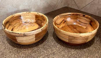 Beautifully Crafted Wood Serving Bowls - Set Of 2