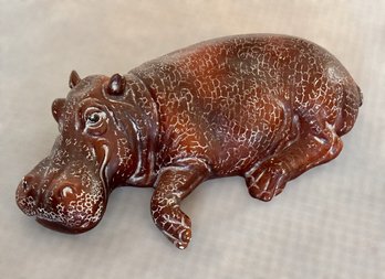 Rustic Resting Hippo Floor Statue