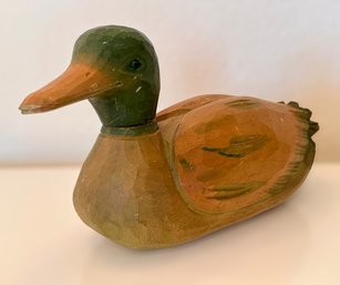 Vintage Decorative Hand Carved And Painted Mallard