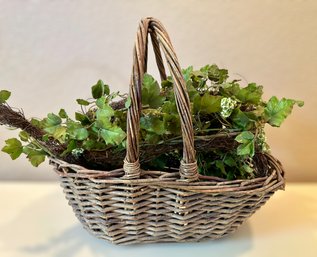 Wicker Basket W/ Decorative Floral Arrangement