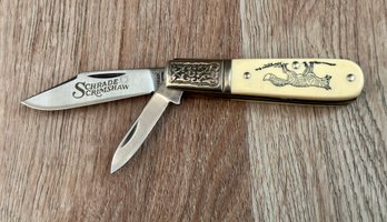 Schrade Scrimshaw Two Blade Barlow Knife W/ Fox Handle