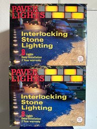 Paver Lights Interlocking Stone 8 Lights Per Pack - Set Of 2