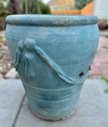 Large Blue Pottery Decorative Planter