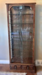 Vintage Wood And Glass Display Case W/ Drawer