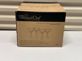 Pampered Chef Pink & White Dots Martini Glasses - Set Of 4