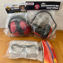 Two Noise Reduction Ear Muffs & Goggles