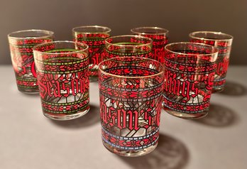 Exquisite MCM Houze Dining Seasons Greetings Glasses - Set Of 8